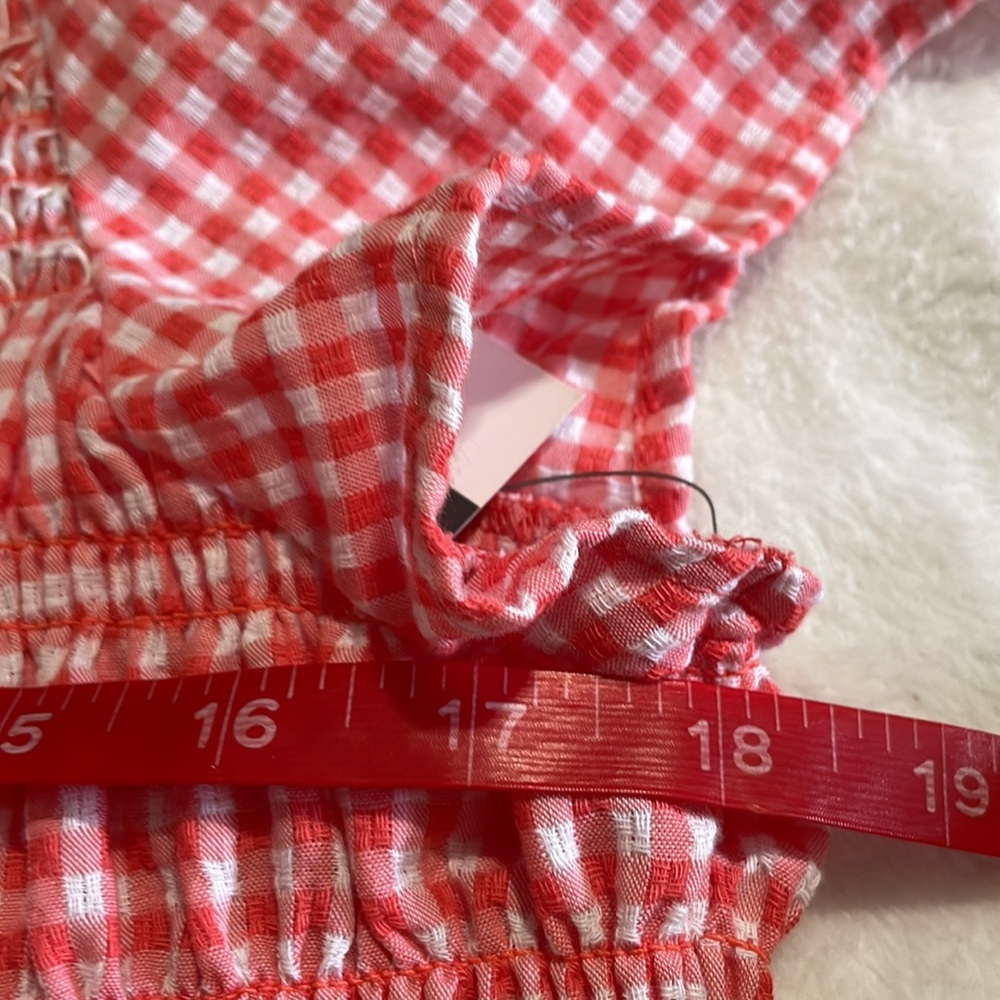 NWT Terra & Sky Tiered Smocked Top Gingham Checkered Red & White Midi Dress - Picture 6 of 10